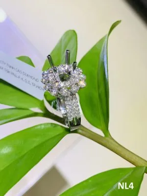 VỎ NHẪN KIM CƯƠNG VÀNG TRẮNG 18K NL4 - Hình ảnh 4