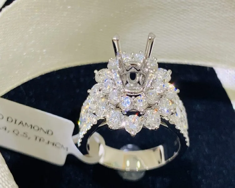 VỎ NHẪN KIM CƯƠNG VÀNG TRẮNG 18K NL4