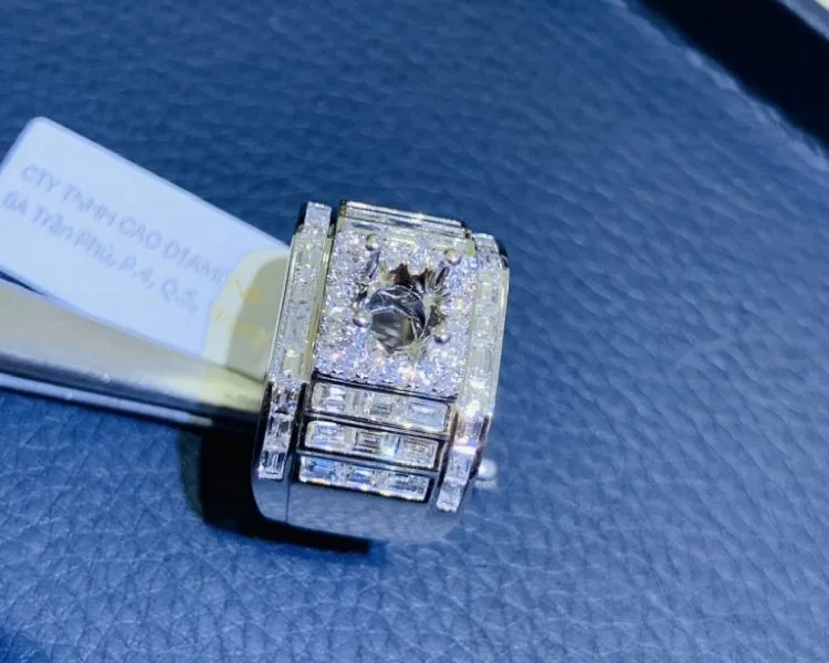 VỎ NHẪN KIM CƯƠNG NAM VÀNG TRẮNG 18K NL19