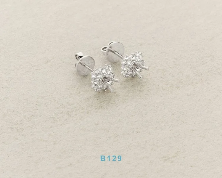 Vỏ bônɡ tai kim cươnɡ vànɡ trắnɡ 18k B129