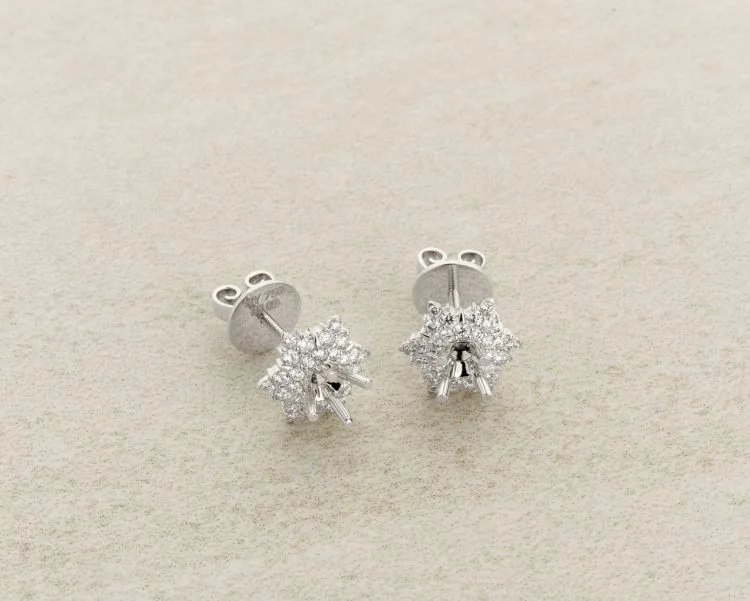 VỎ BÔNG TAI KIM CƯƠNG VÀNG TRẮNG 18K B169