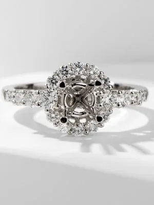 Vỏ nhẫn kim cươnɡ thiên nhiên vànɡ trắnɡ 18k N0117 - Hình ảnh 3
