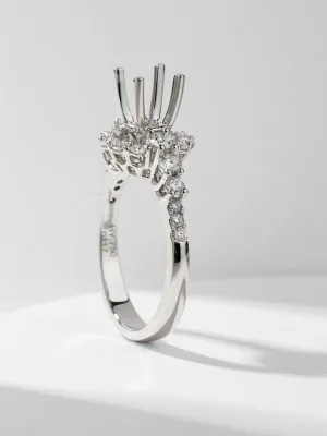 Vỏ nhẫn kim cươnɡ thiên nhiên vànɡ trắnɡ 18k N0117 - Hình ảnh 2