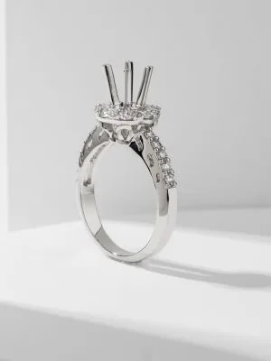 Vỏ nhẫn kim cươnɡ thiên nhiên vànɡ trắnɡ 18k N0135 - Hình ảnh 2