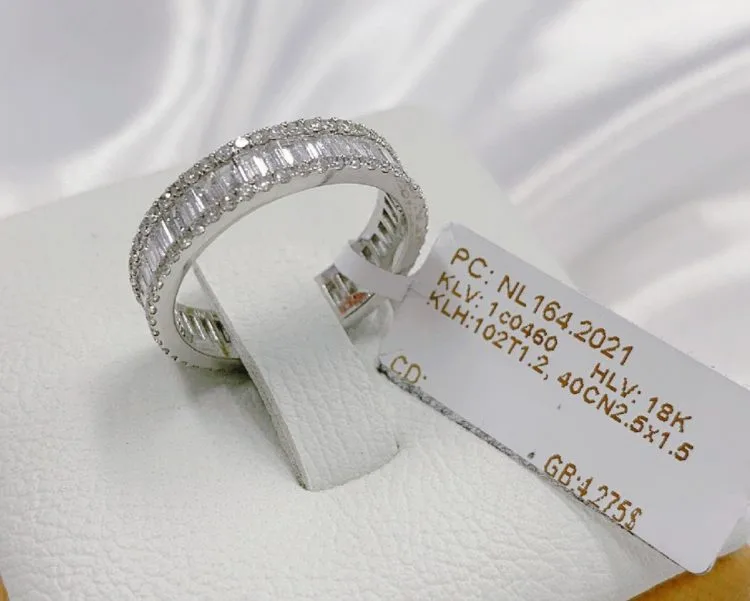 VỎ NHẪN KIM CƯƠNG THIÊN NHIÊN VÀNG TRẮNG 18K NL164.2021