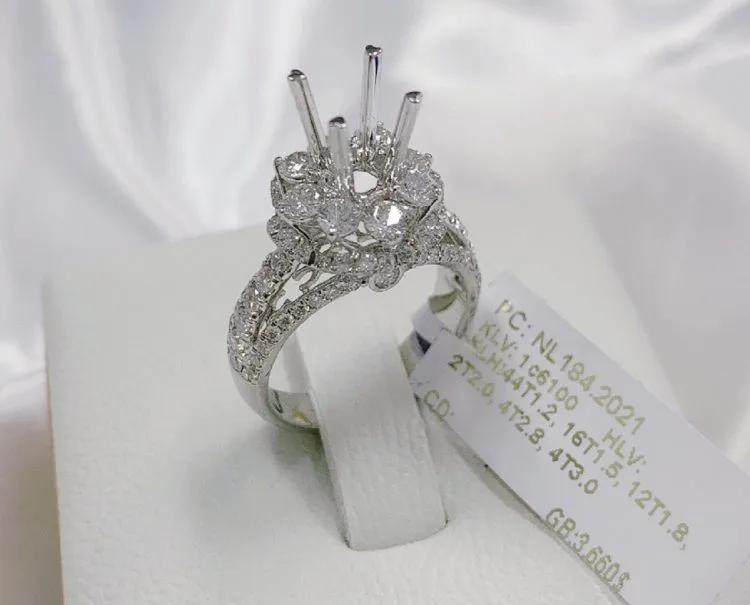 VỎ NHẪN KIM CƯƠNG THIÊN NHIÊN VÀNG TRẮNG 18K NL184.2021