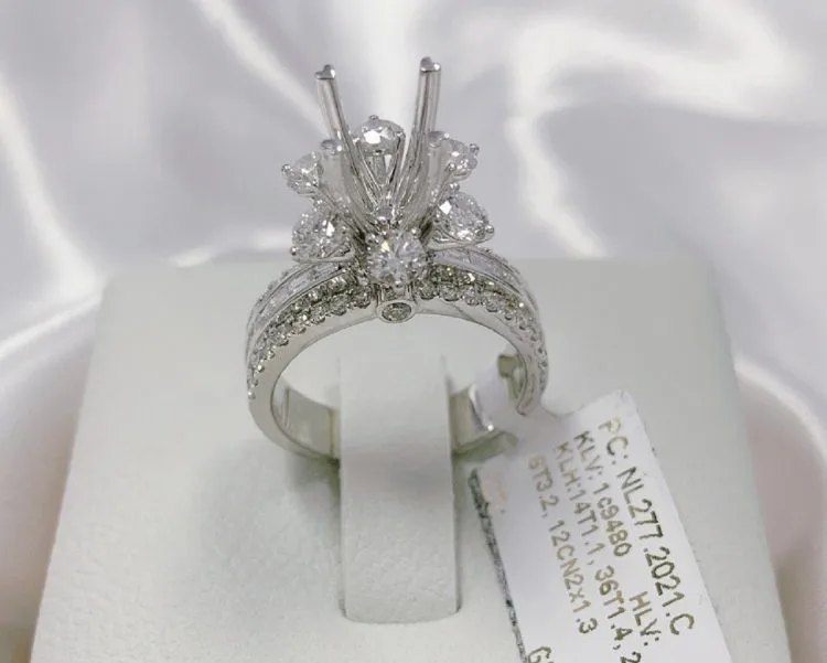 VỎ NHẪN KIM CƯƠNG THIÊN NHIÊN VÀNG TRẮNG 18K NL277.2021.C