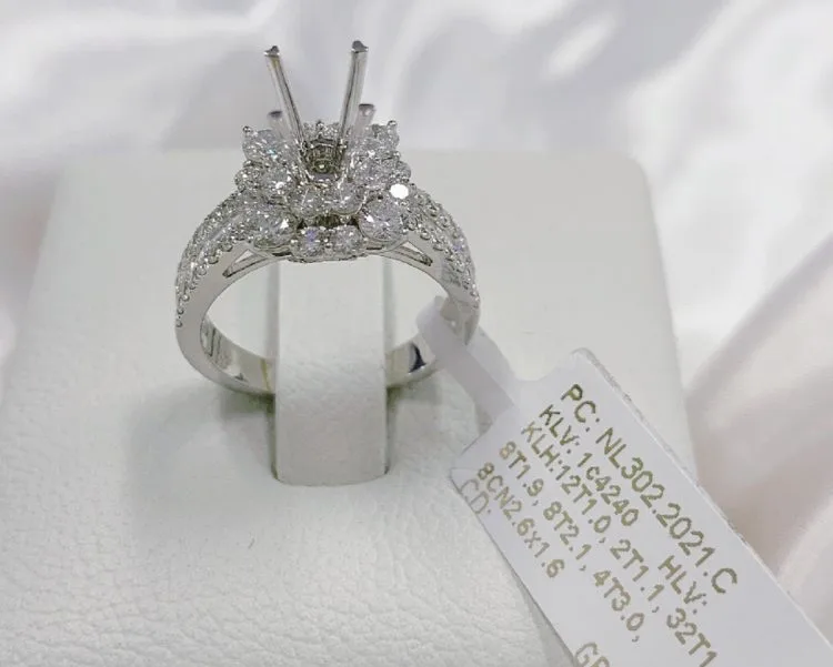 VỎ NHẪN KIM CƯƠNG THIÊN NHIÊN VÀNG TRẮNG 18K NL302.2021.C