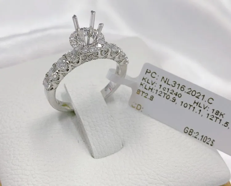 VỎ NHẪN KIM CƯƠNG THIÊN NHIÊN VÀNG TRẮNG 18K NL316.2021.C