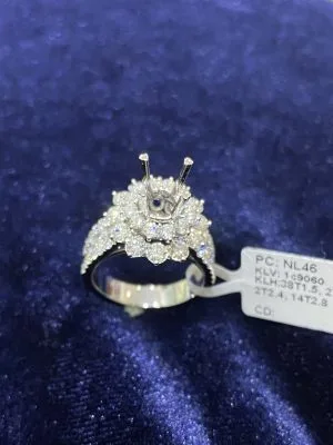 VỎ NHẪN KIM CƯƠNG VÀNG TRẮNG 18K NL46 - Hình ảnh 3