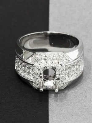 VỎ NHẪN KIM CƯƠNG VÀNG TRẮNG 18K NL61.2021 - Hình ảnh 3
