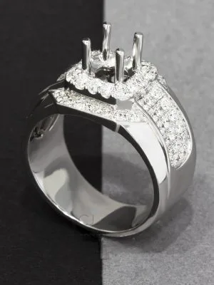 VỎ NHẪN KIM CƯƠNG VÀNG TRẮNG 18K NL61.2021 - Hình ảnh 2