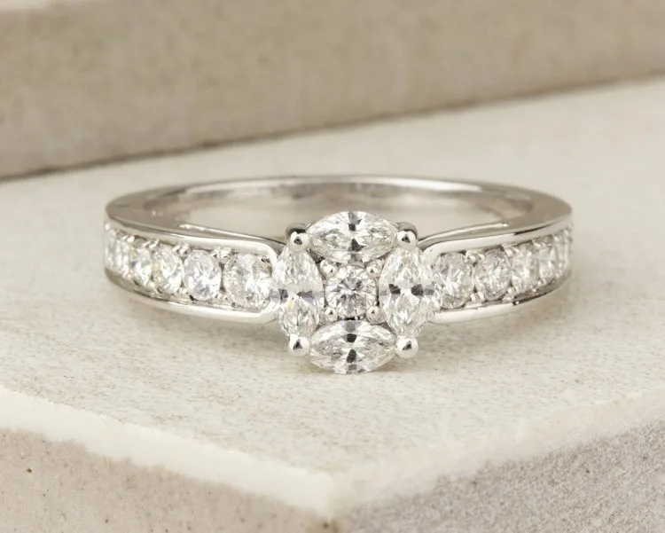 VỎ NHẪN KIM CƯƠNG VÀNG TRẮNG 18K NL61