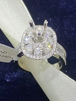 VỎ NHẪN KIM CƯƠNG VÀNG TRẮNG 18K NL7 - Hình ảnh 2