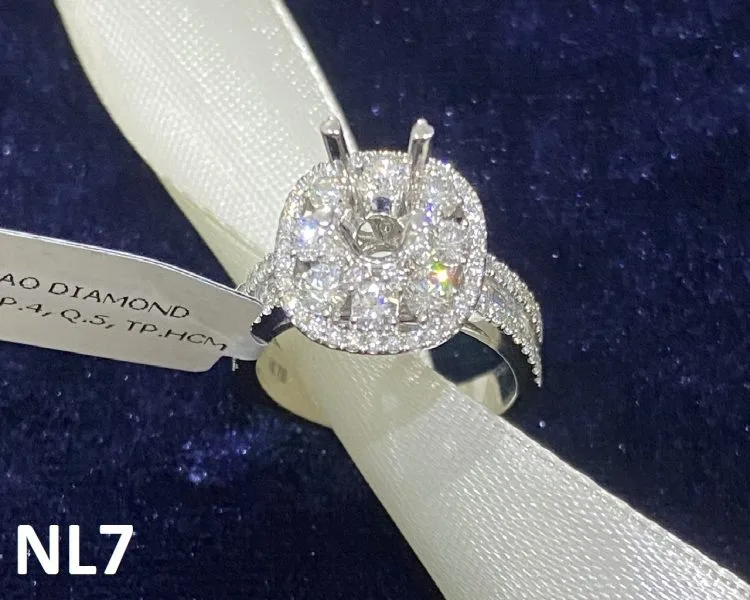 VỎ NHẪN KIM CƯƠNG VÀNG TRẮNG 18K NL7