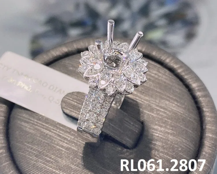 VỎ NHẪN KIM CƯƠNG VÀNG TRẮNG 18K RL061.2807