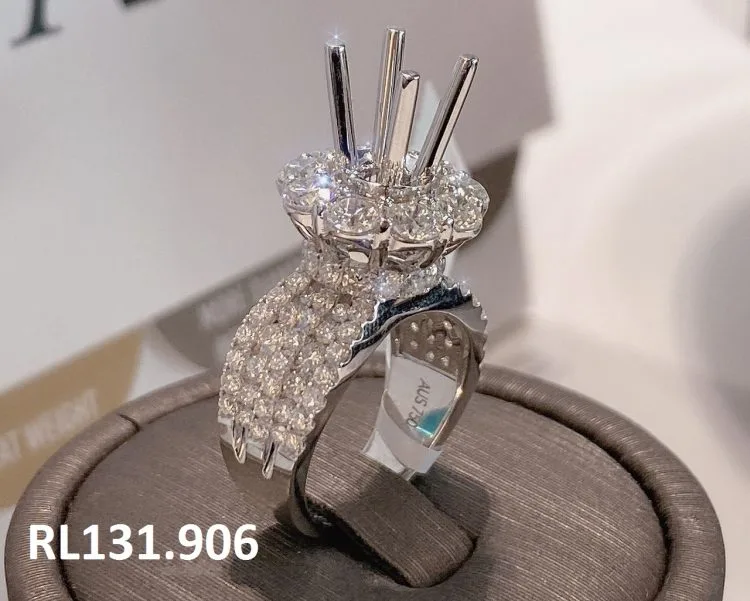 VỎ NHẪN KIM CƯƠNG VÀNG TRẮNG 18K RL131.906