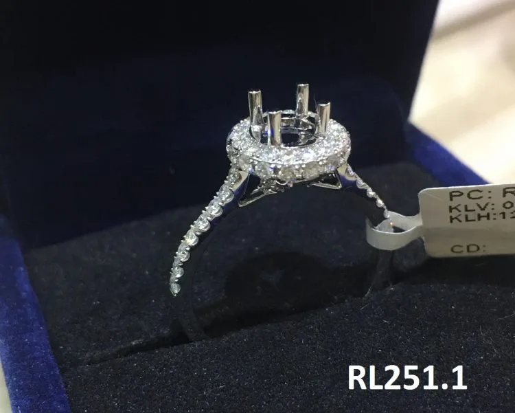 VỎ NHẪN KIM CƯƠNG VÀNG TRẮNG 18K RL251.1
