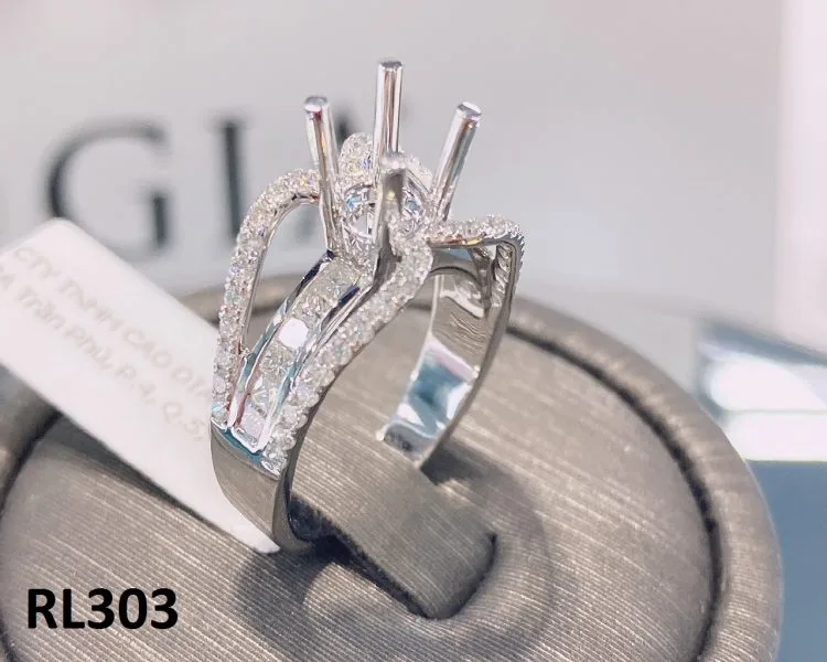 VỎ NHẪN KIM CƯƠNG VÀNG TRẮNG 18K RL303