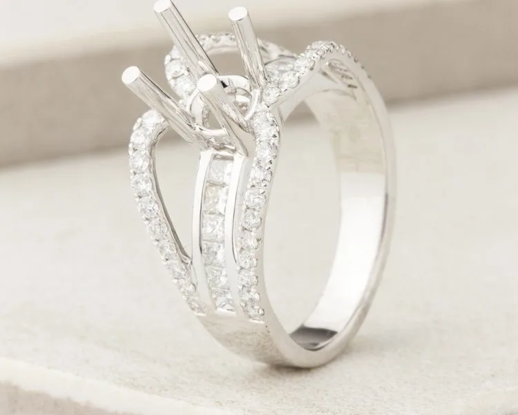 VỎ NHẪN KIM CƯƠNG VÀNG TRẮNG 18K RL303.2807