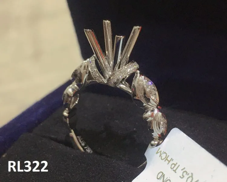VỎ NHẪN KIM CƯƠNG VÀNG TRẮNG 18K RL322