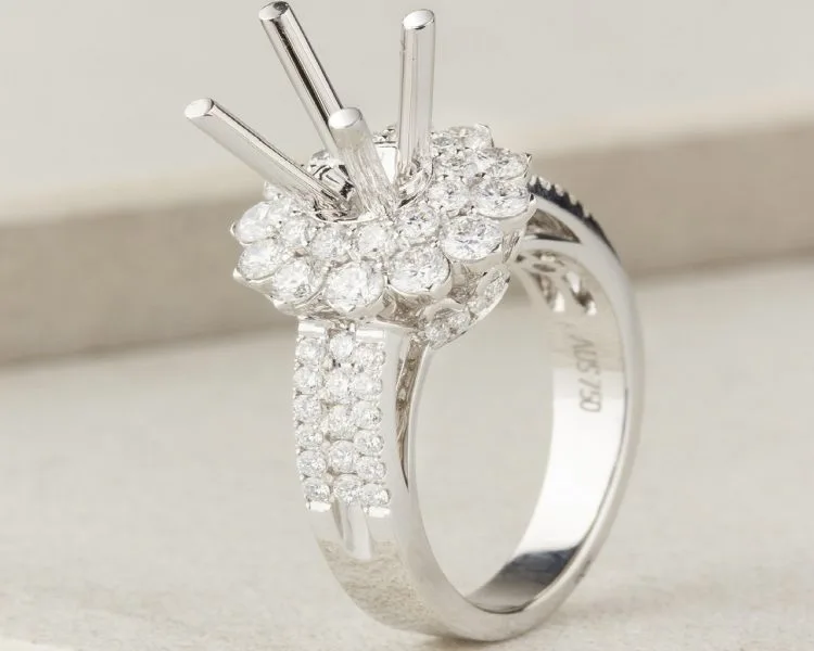 VỎ NHẪN KIM CƯƠNG VÀNG TRẮNG 18K RL384.1207