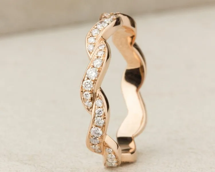 NHẪN KIM CƯƠNG VÀNG HỒNG 18K RL453.3009