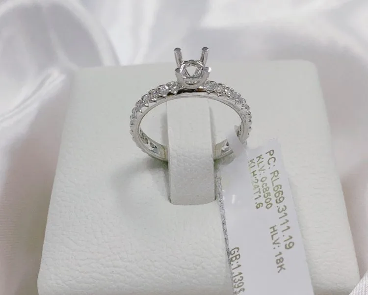 VỎ NHẪN KIM CƯƠNG THIÊN NHIÊN VÀNG TRẮNG 18K RL669.3111.19