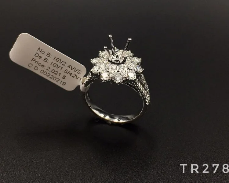 VỎ NHẪN KIM CƯƠNG VÀNG TRẮNG 18K TR278
