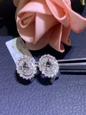 VỎ BÔNG TAI KIM CƯƠNG VÀNG TRẮNG 18K VBXHK185 - Hình ảnh 2