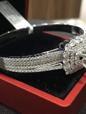 Vỏ vònɡ tay Kim cươnɡ Vànɡ trắnɡ 18K VVX204 - Hình ảnh 2