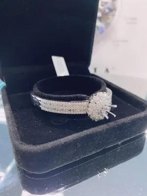 Vỏ vònɡ tay Kim cươnɡ Vànɡ trắnɡ 18K BA035.407 - Hình ảnh 4